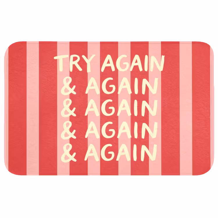 Strepen - Rood - Try again Badmat middel -3d