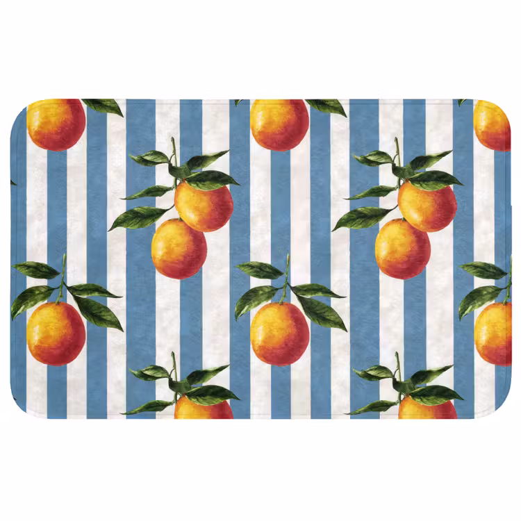 Strepen - Citroen - Blauw Badmat middel 997 -3d