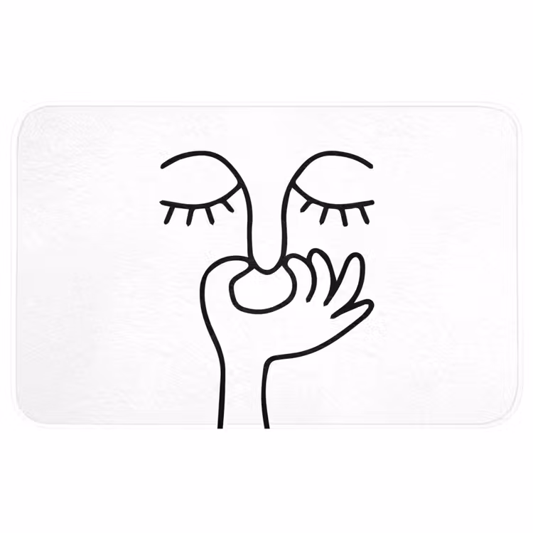 Line art - Gezicht - Wit Badmat middel -3d
