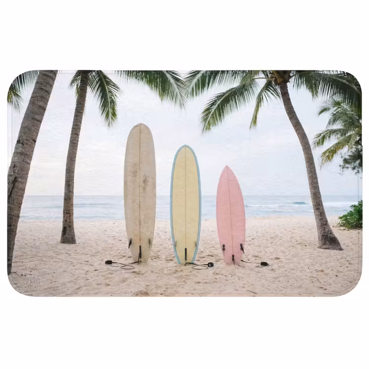 Surfboard - Palmbomen - Kleurrijk Badmat middel -3d