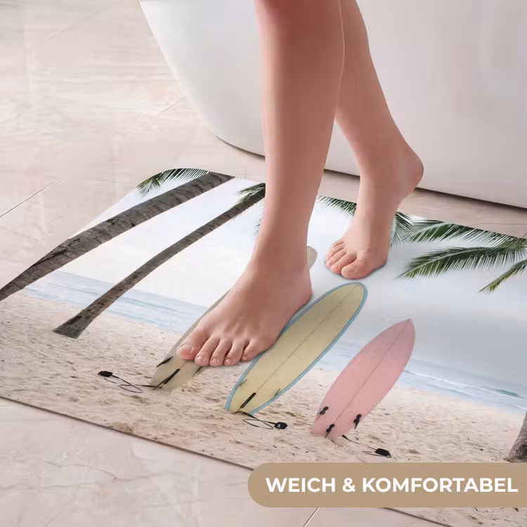 Surfboard - Palmbomen - Kleurrijk Badmat middel -USP_ZachtDE
