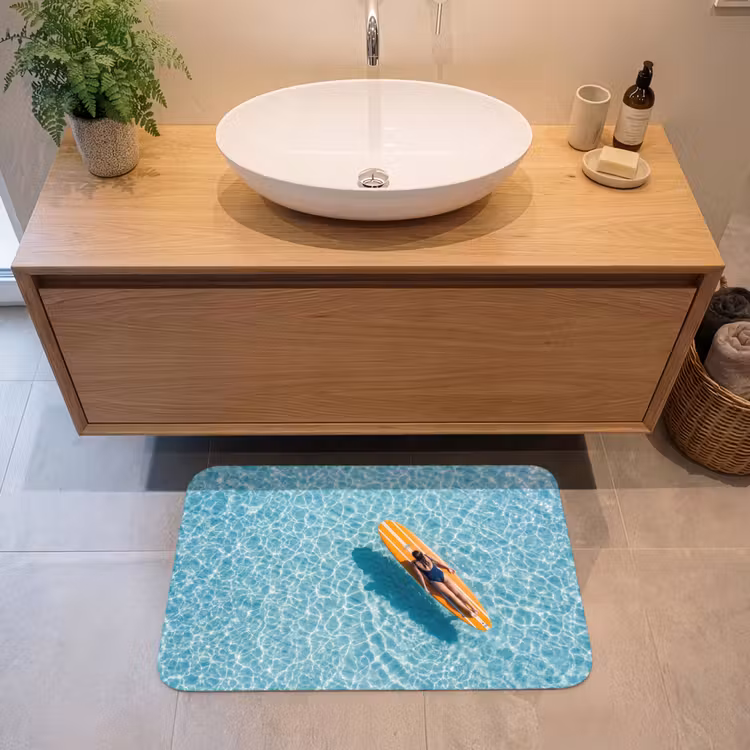 Surfboard - Water - Badpak - Oranje Badmat middel -sfeer1