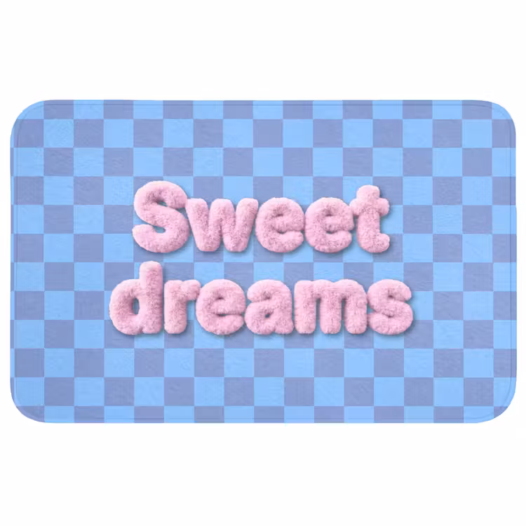 Sweet dreams - Vierkanten - Roze - Blauw Badmat middel -3d