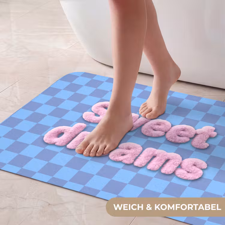 Sweet dreams - Vierkanten - Roze - Blauw Badmat middel -USP_ZachtDE