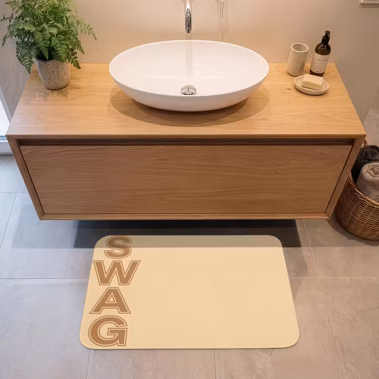 Swag - Bruin - Beige Badmat middel -sfeer1