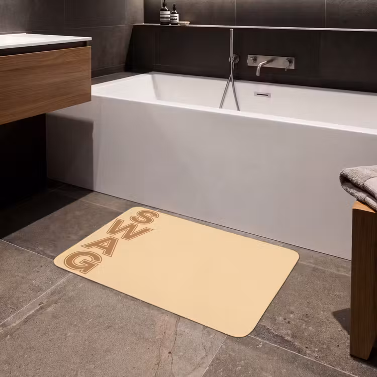 Swag - Bruin - Beige Badmat middel -sfeer3