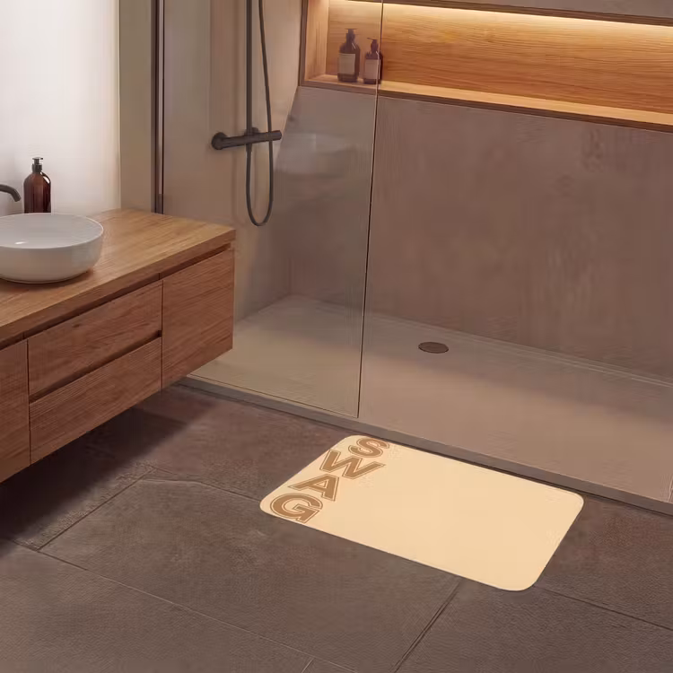 Swag - Bruin - Beige Badmat middel -sfeer2