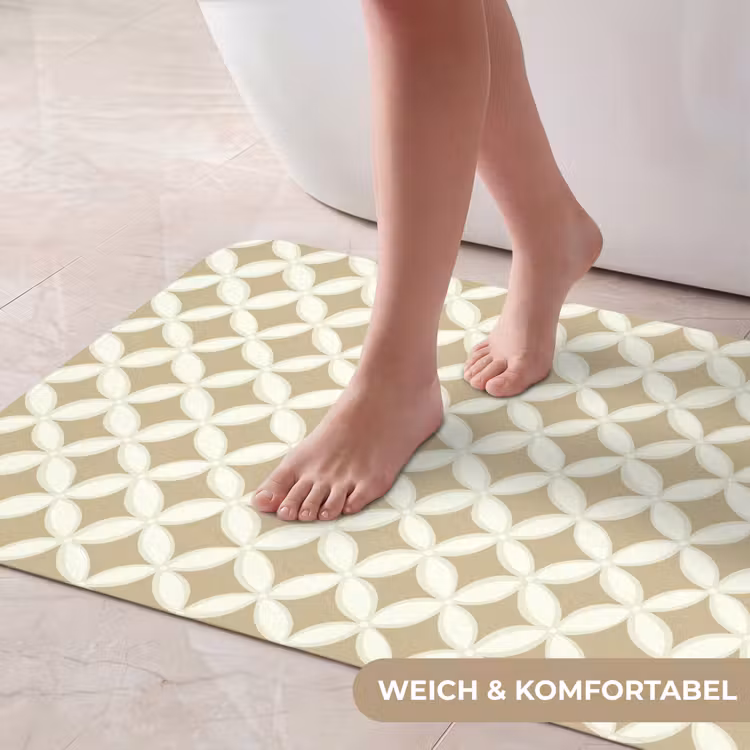 Symmetrisch - Motief - Beige Badmat middel 997 -USP_ZachtDE
