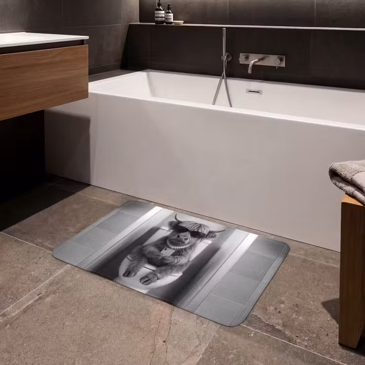 Stier - Telefoon - Toilet - Zwart - Wit Badmat middel -sfeer3
