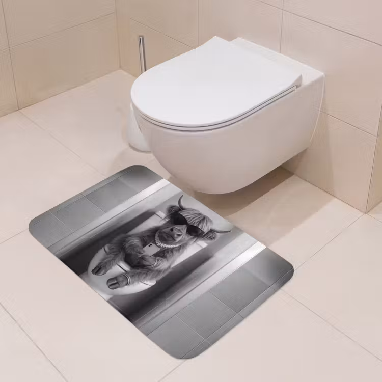 Stier - Telefoon - Toilet - Zwart - Wit Badmat middel -sfeer4