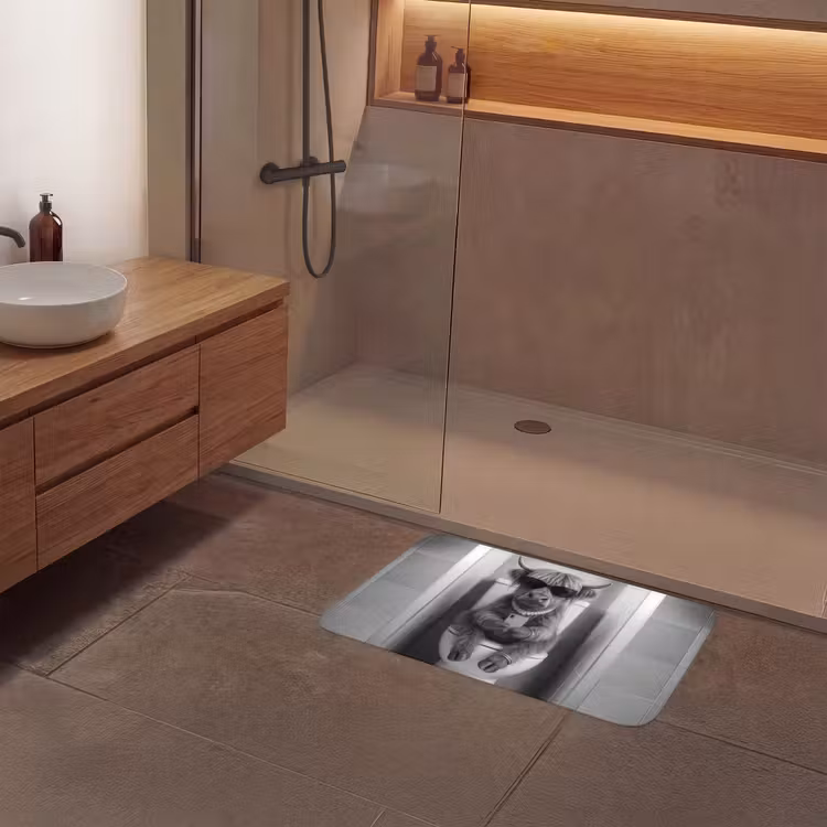 Stier - Telefoon - Toilet - Zwart - Wit Badmat middel -sfeer2
