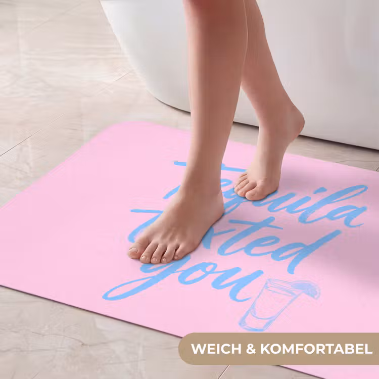 Tequila texted you - Roze - Blauw Badmat middel -USP_ZachtDE