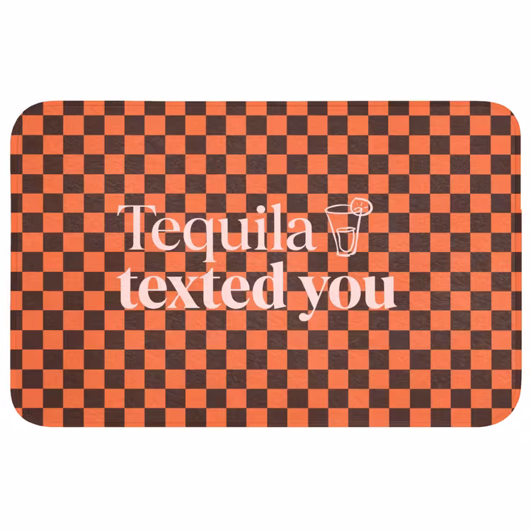 Tequila texted you - Glas - Vierkanten - Oranje Badmat middel -3d