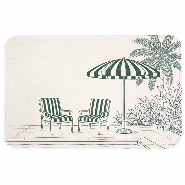 Terras - Illustratie - Groen Badmat middel -3d