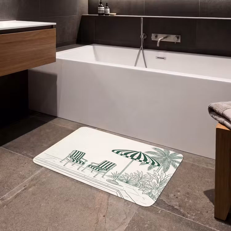 Terras - Illustratie - Groen Badmat middel -sfeer3