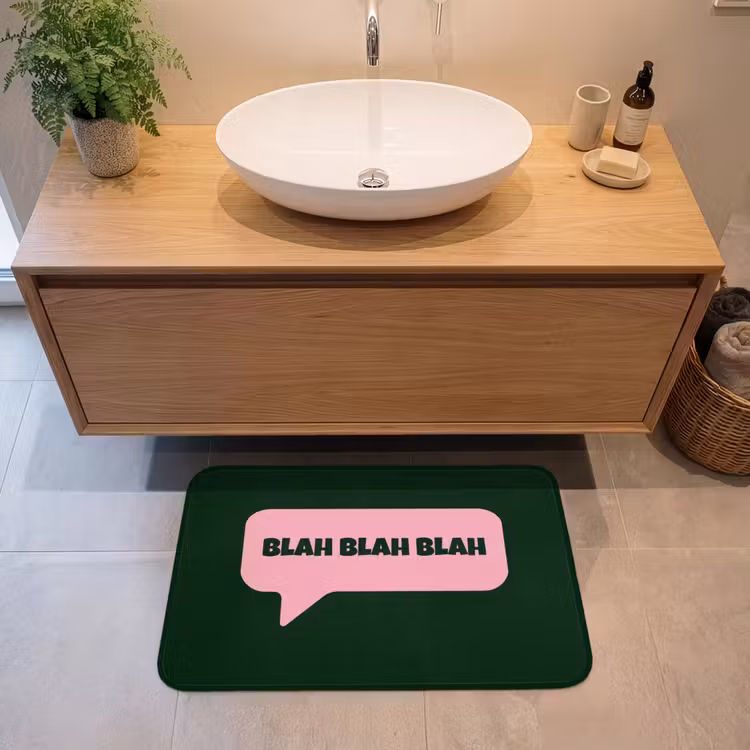 Tekstwolk - BLAH BLAH BLAH - Roze Badmat middel -sfeer1