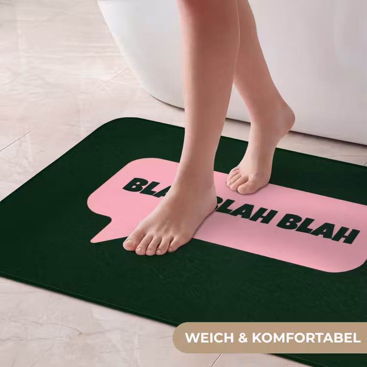 Tekstwolk - BLAH BLAH BLAH - Roze Badmat middel -USP_ZachtDE