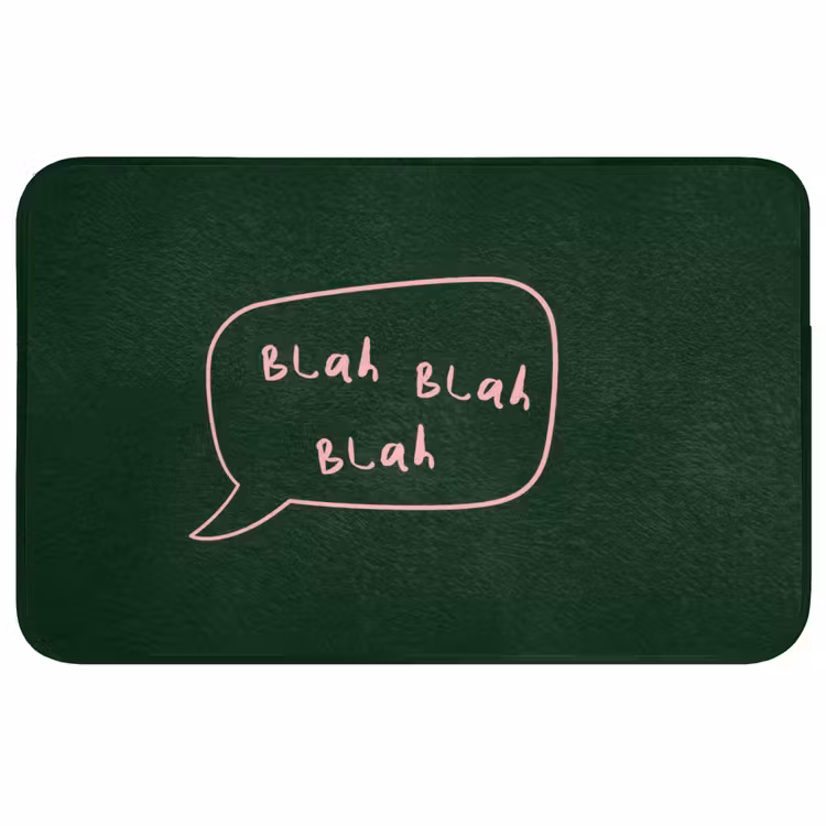 Tekstwolkje - Donkergroen - BLAH BLAH BLAH Badmat middel -3d