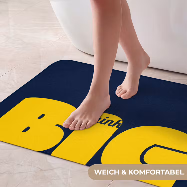Think big - Blauw - Geel Badmat middel -USP_ZachtDE