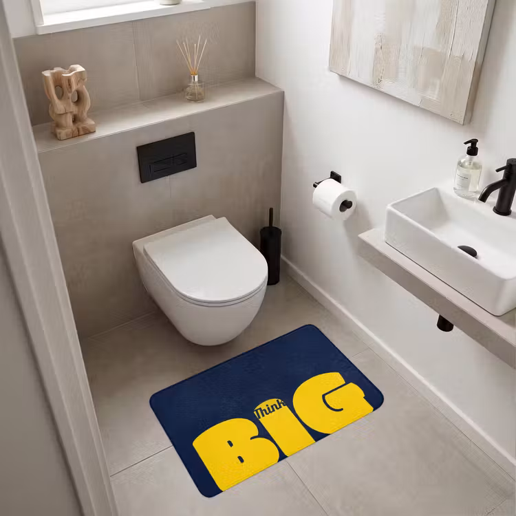 Think big - Blauw - Geel Badmat middel -sfeer4