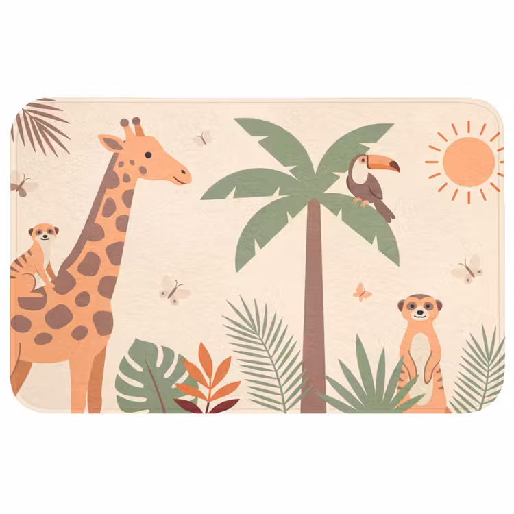 Dieren - Tropisch - Safari - Kleurrijk Badmat middel -3d