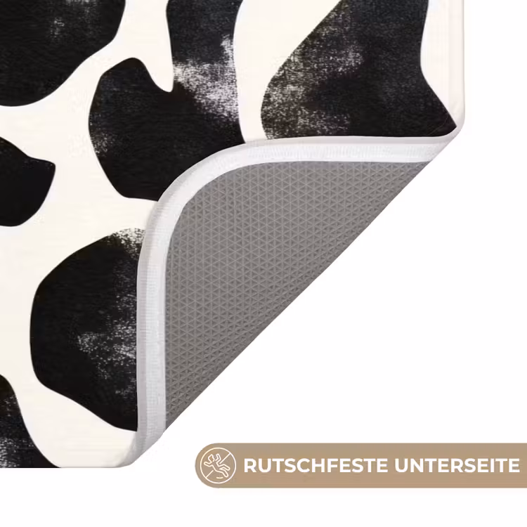 Dierenpatroon - Vlekken - Zwart - Wit Badmat middel 997 -USP_AntislipDE