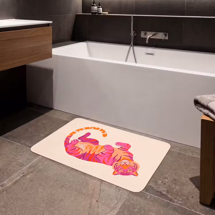 Tijger - Roze - Oranje Badmat middel -sfeer3