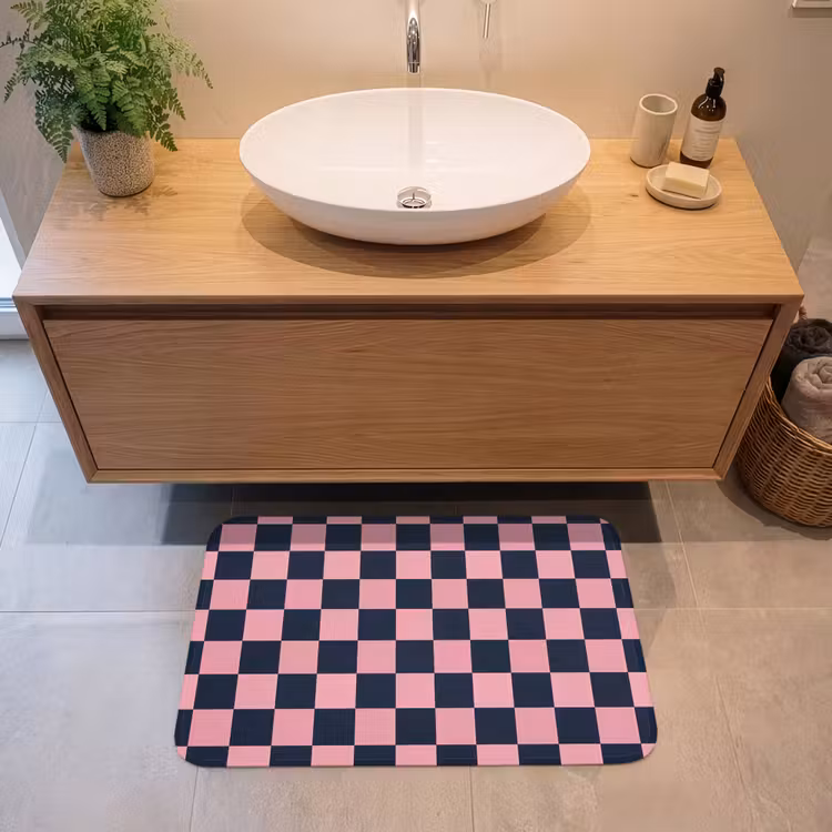 Traditioneel - Patroon - Blauw - Roze Badmat middel 997 -sfeer1