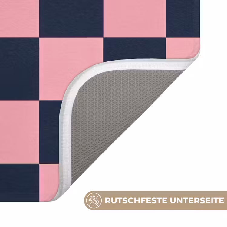 Traditioneel - Patroon - Blauw - Roze Badmat middel 997 -USP_AntislipDE