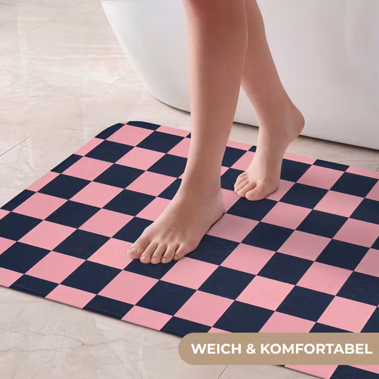 Traditioneel - Patroon - Blauw - Roze Badmat middel 997 -USP_ZachtDE