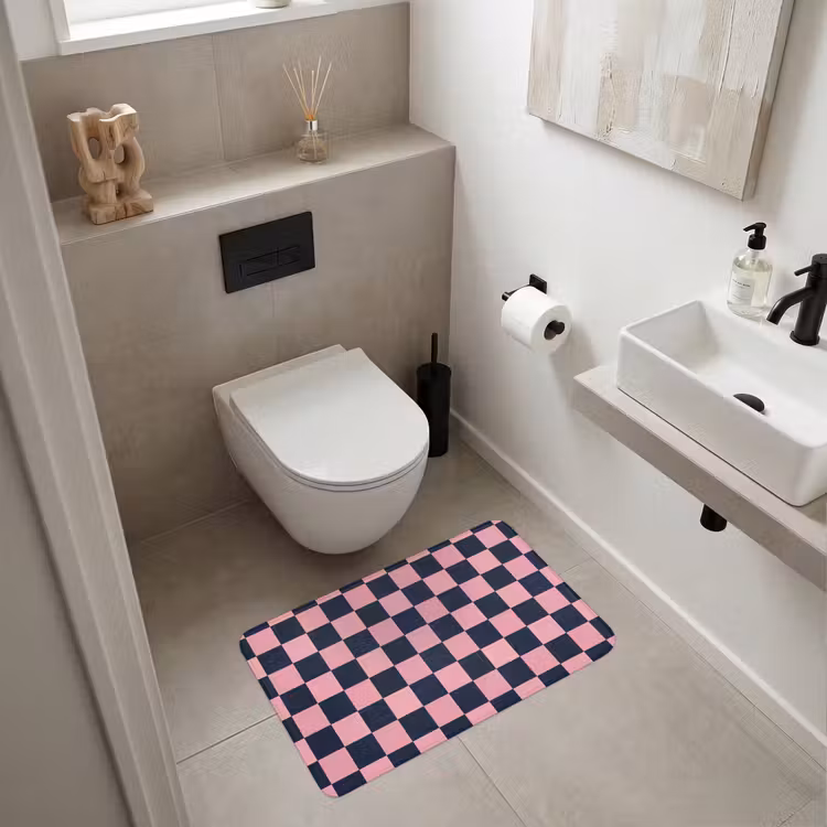 Traditioneel - Patroon - Blauw - Roze Badmat middel 997 -sfeer4