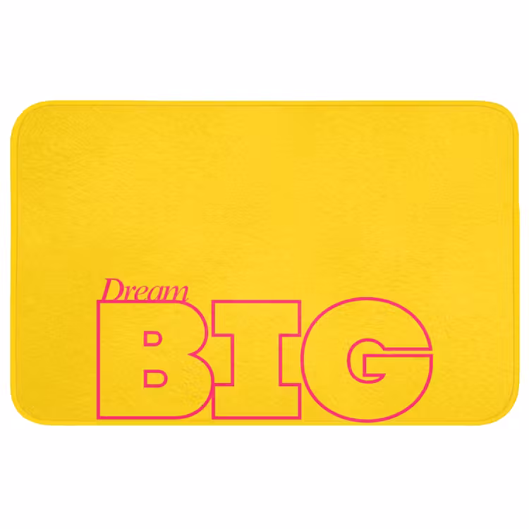 Dream big - Geel - Grafisch Badmat middel -3d