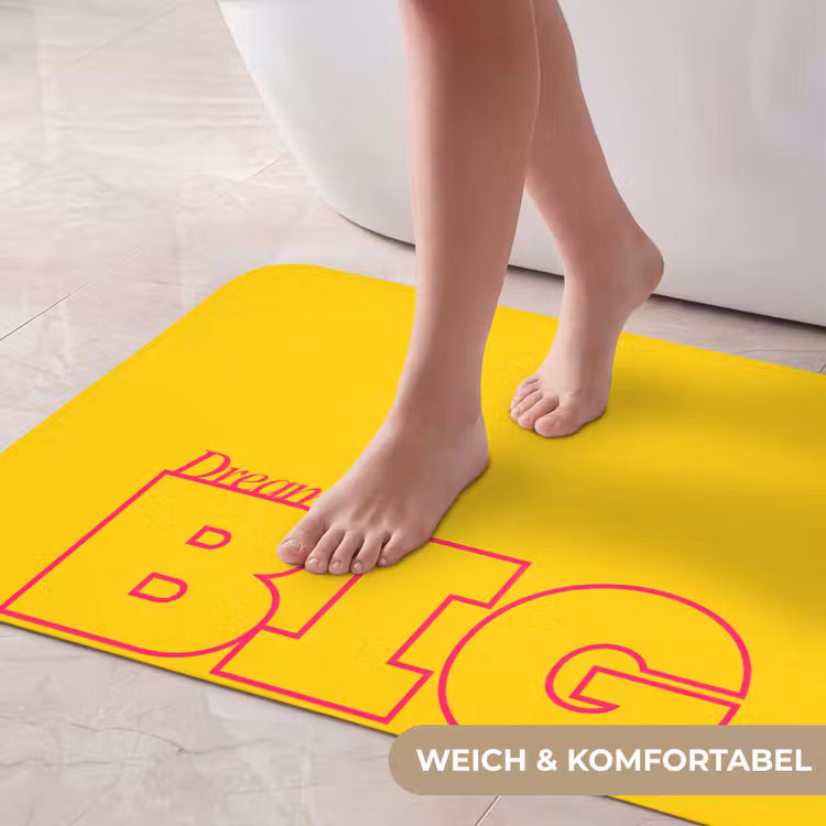 Dream big - Geel - Grafisch Badmat middel -USP_ZachtDE