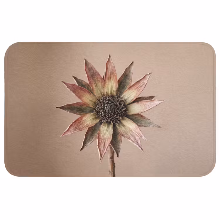 Droogbloem - Protea - Vintage - Beige - Rustiek Badmat middel -3d