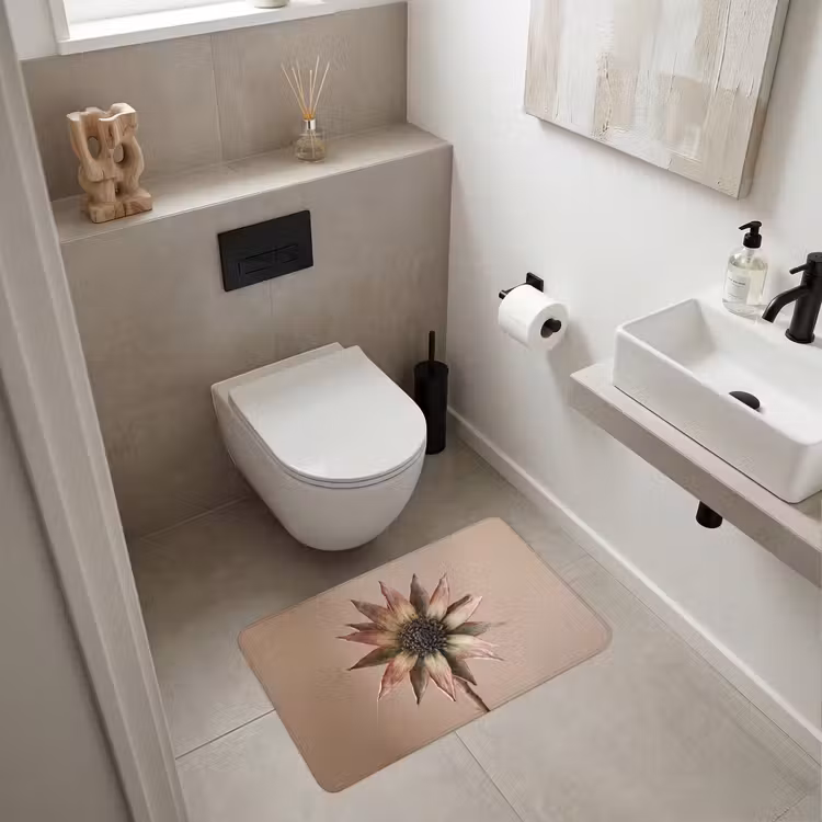 Droogbloem - Protea - Vintage - Beige - Rustiek Badmat middel -sfeer4