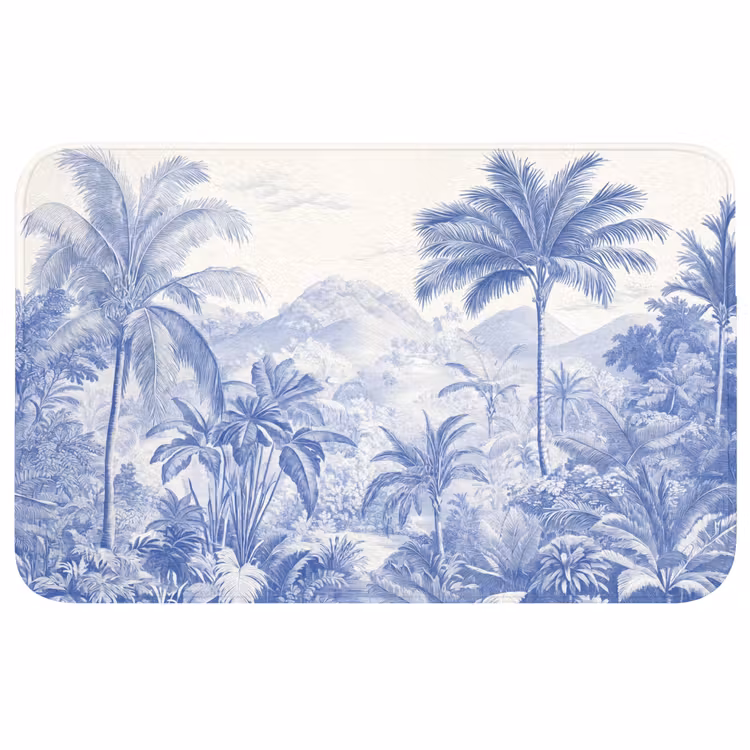 Tropisch - Jungle - Blauw Badmat middel -3d