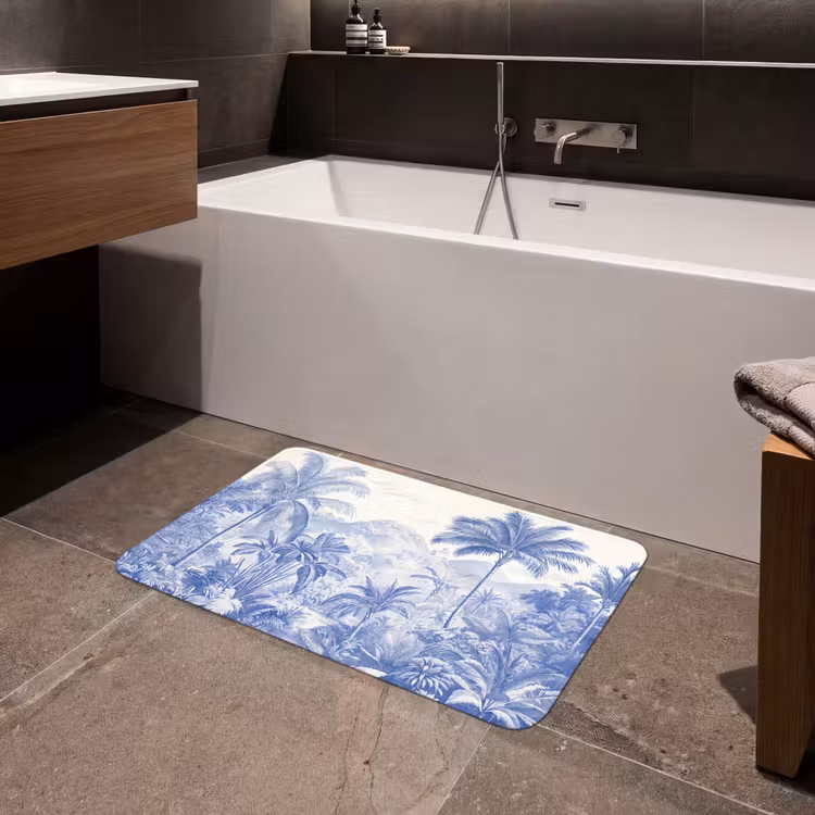 Tropisch - Jungle - Blauw Badmat middel -sfeer3