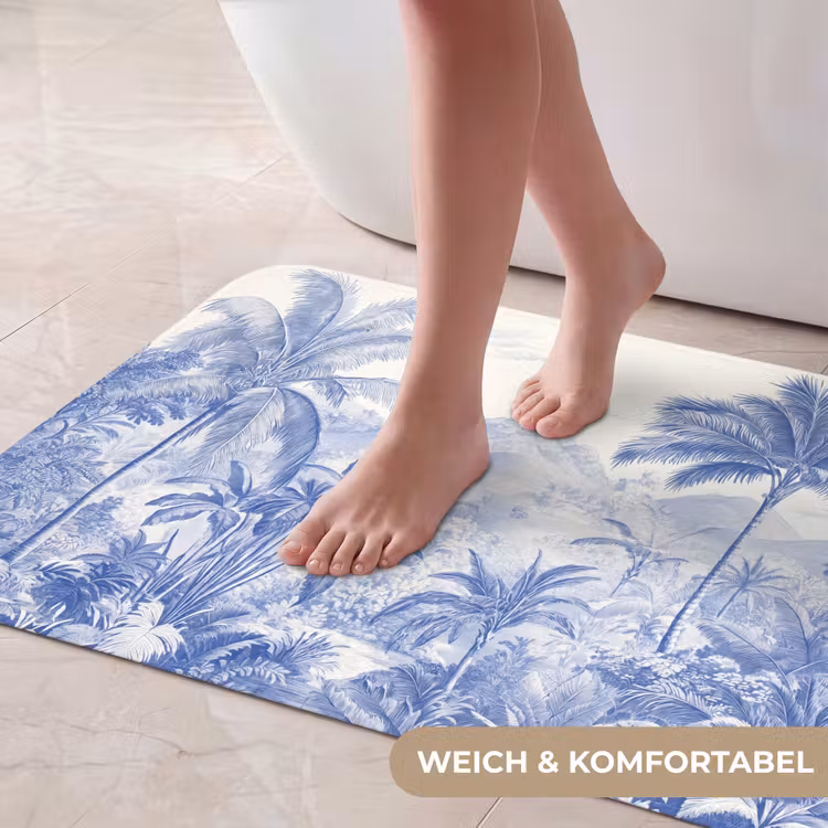 Tropisch - Jungle - Blauw Badmat middel -USP_ZachtDE