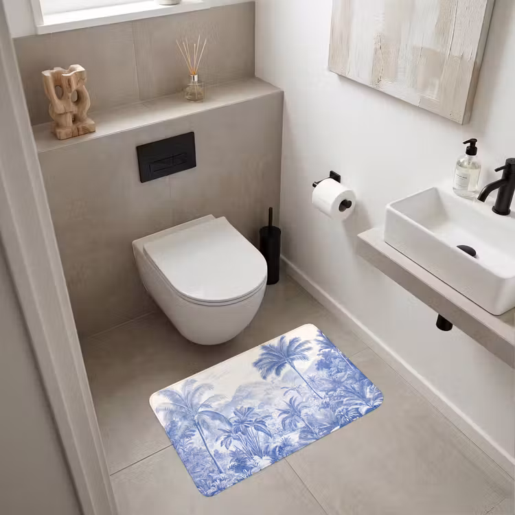 Tropisch - Jungle - Blauw Badmat middel -sfeer4