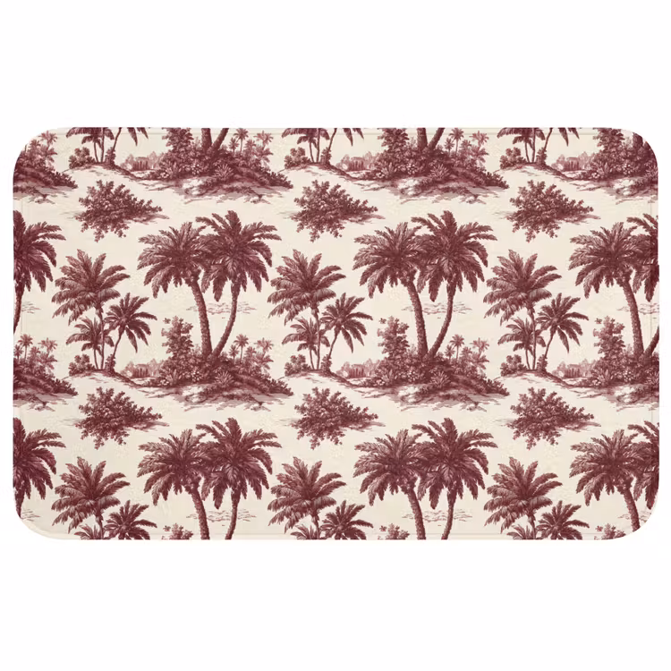 Tropisch - Geometrisch - Bordeauxrood Badmat middel 997 -3d