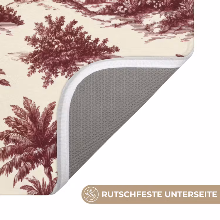 Tropisch - Geometrisch - Bordeauxrood Badmat middel 997 -USP_AntislipDE