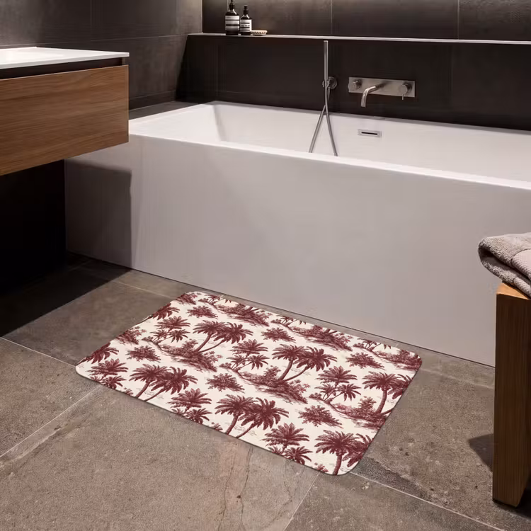Tropisch - Geometrisch - Bordeauxrood Badmat middel 997 -sfeer3