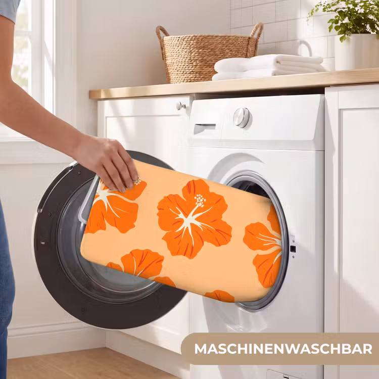 Tropisch - Hibiscus - Oranje Badmat middel 997 -USP_WasbaarDE