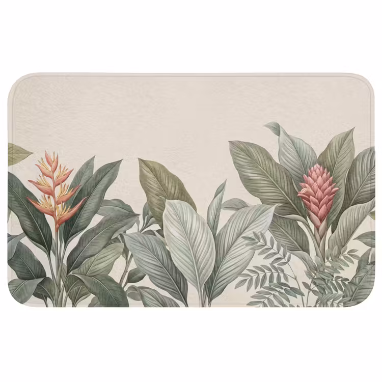 Tropisch - Planten - Modern - Groen Badmat middel -3d