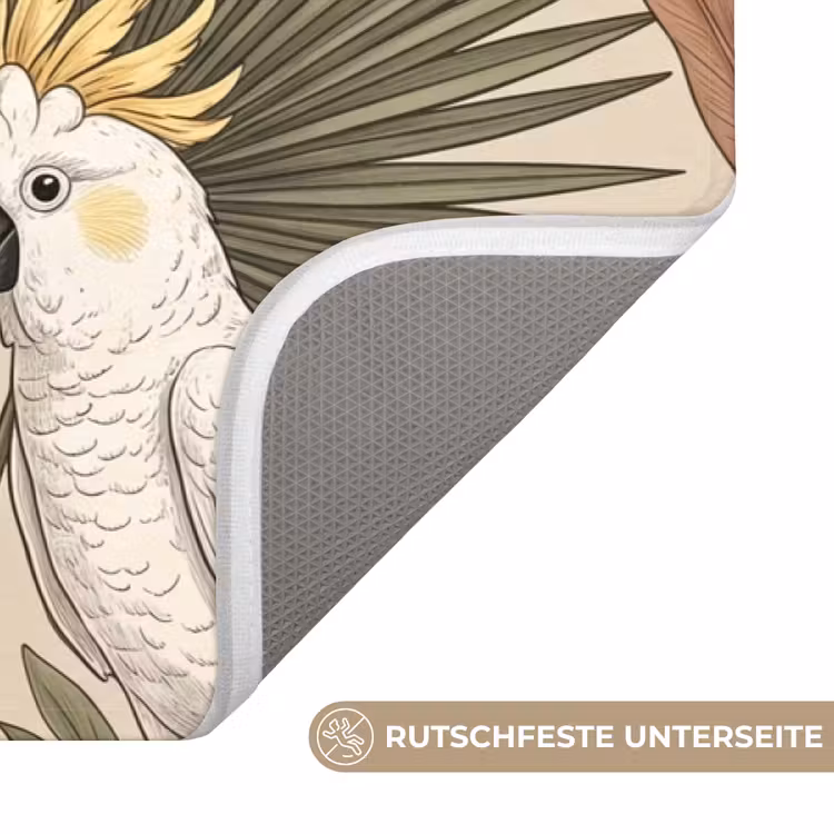 Tropisch - Vogels - Beige Badmat middel -USP_AntislipDE
