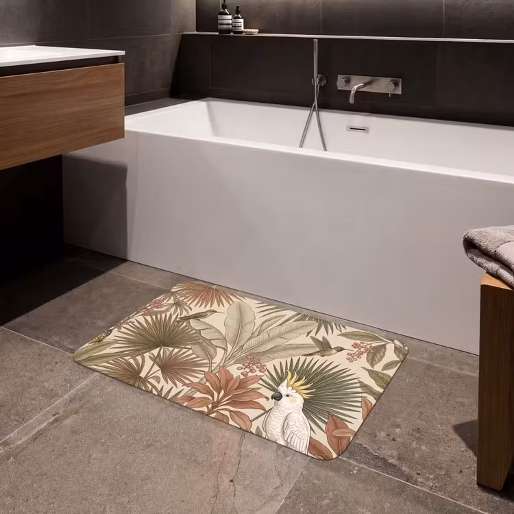 Tropisch - Vogels - Beige Badmat middel -sfeer3
