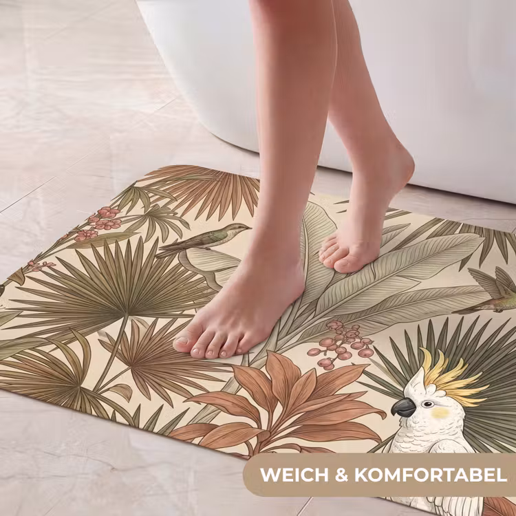 Tropisch - Vogels - Beige Badmat middel -USP_ZachtDE