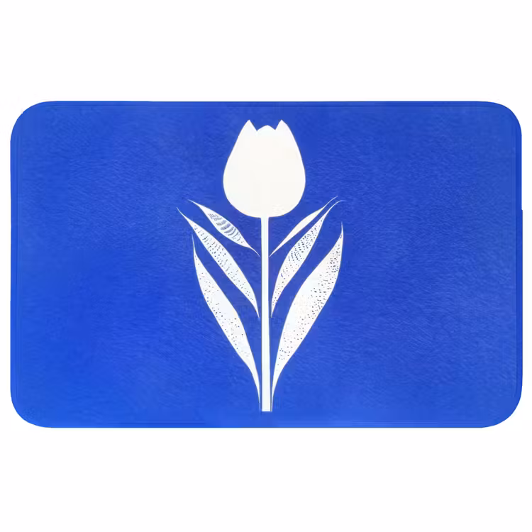 Tulp - Minimalistisch - Bladeren - Wit Badmat middel -3d