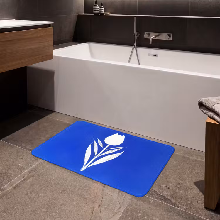 Tulp - Minimalistisch - Bladeren - Wit Badmat middel -sfeer3