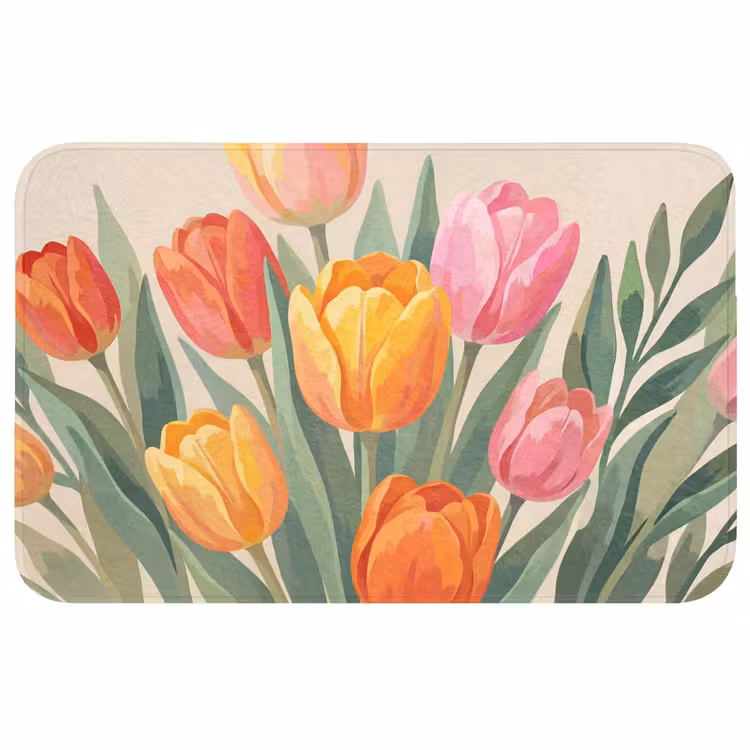 Tulpen - Abstract - Kleurrijk Badmat middel -3d